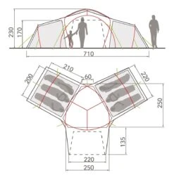 Vaude Badawi Long 6P Zelt (sand) -Gregory Exped Geschaft Vaude Badawi Long 6P Zelt sand D 15776 505 Bild 2